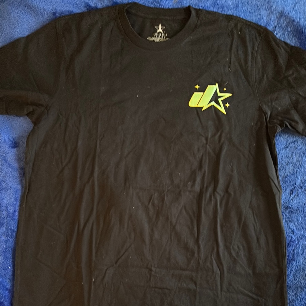 Jeffree Star Black Tee with Neon Green Star